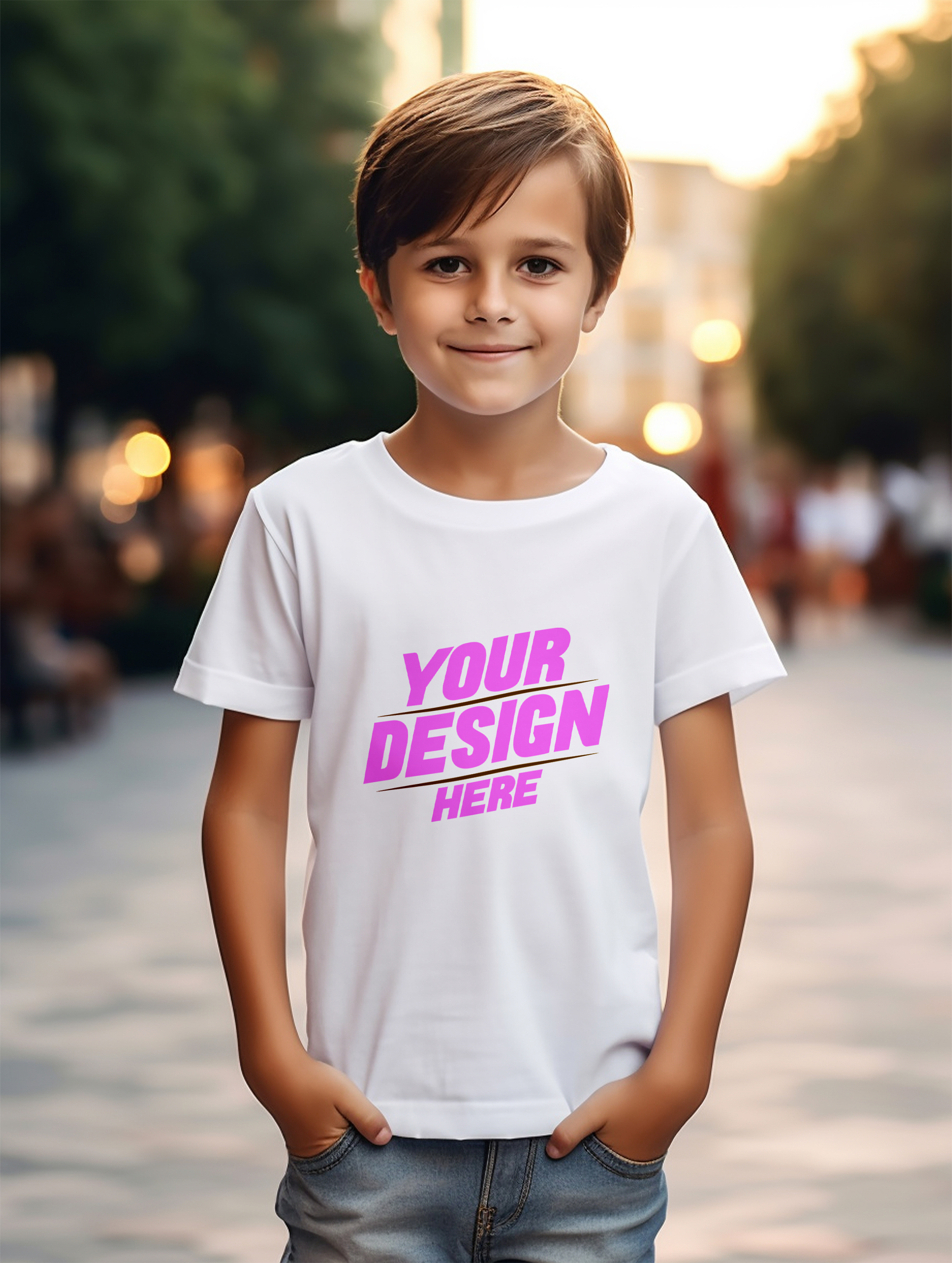 Mockup de Camiseta Branca Infantil PSD Editável