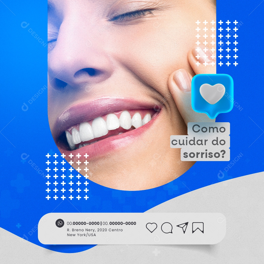 Dentista Como Cuidar do Sorriso Social Media PSD Editável