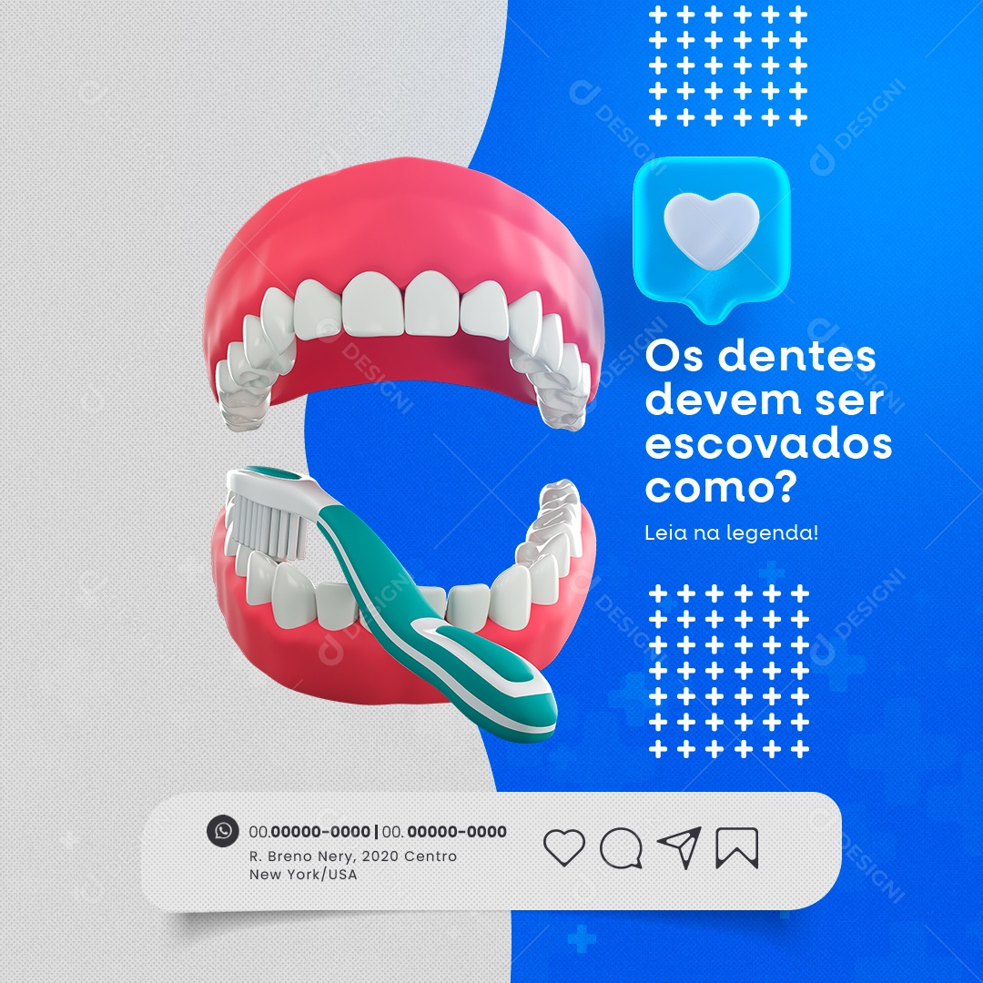 Dentista Os Dentes Devem ser Escovados Como Social Media PSD Editável