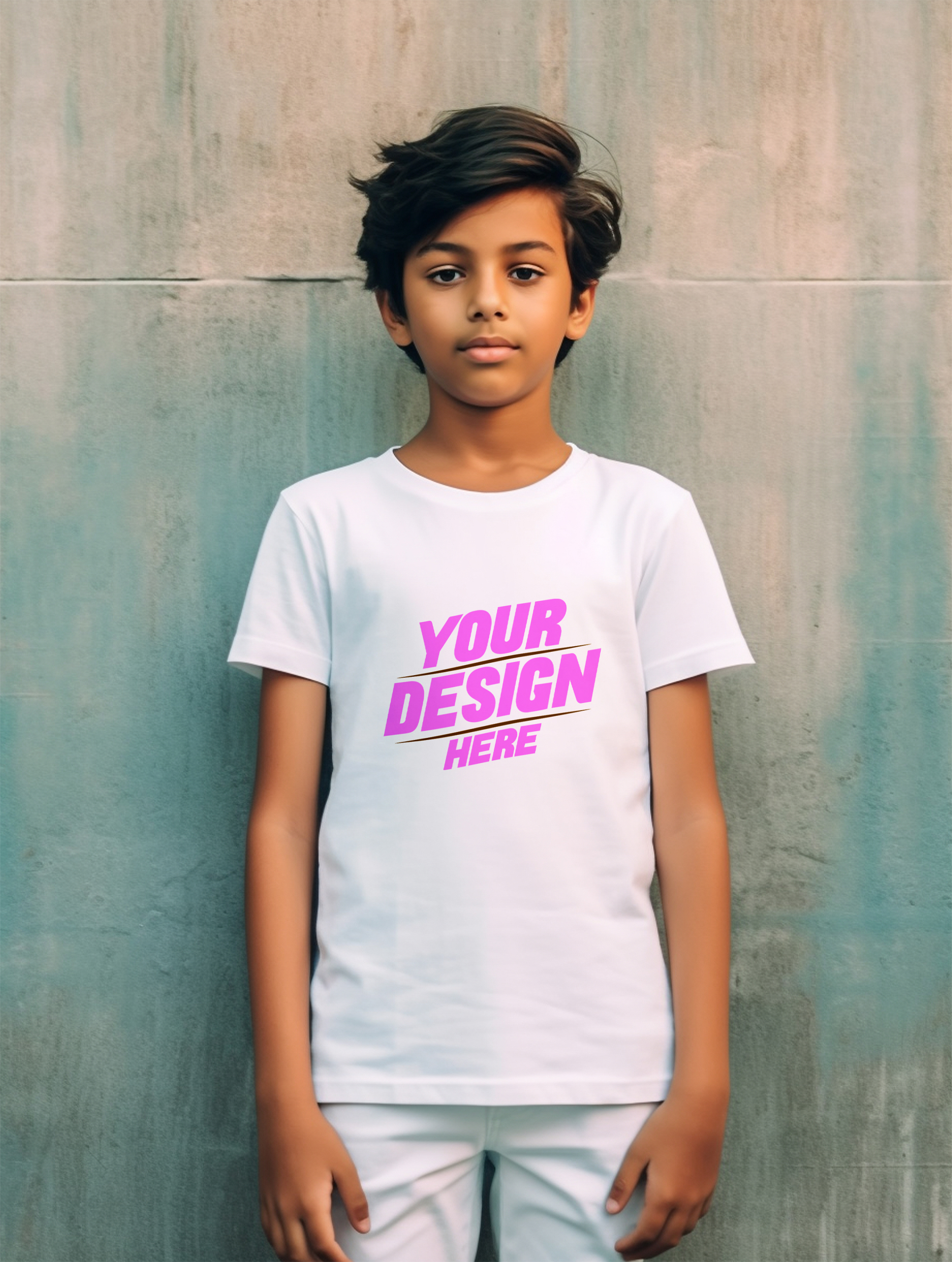 Mockup de Camiseta Branca Infantil PSD Editável