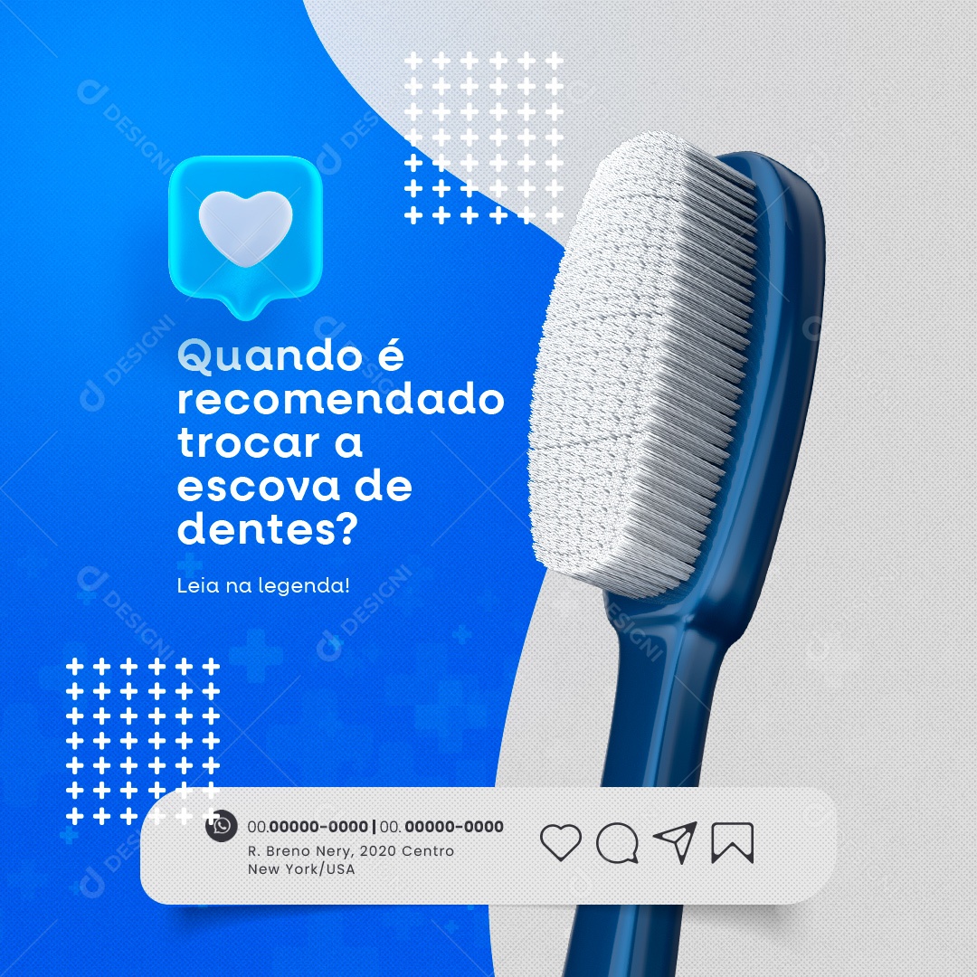 Dentista Quanto é Recomendado Trocar a Escova de Dentes Social Media PSD Editável