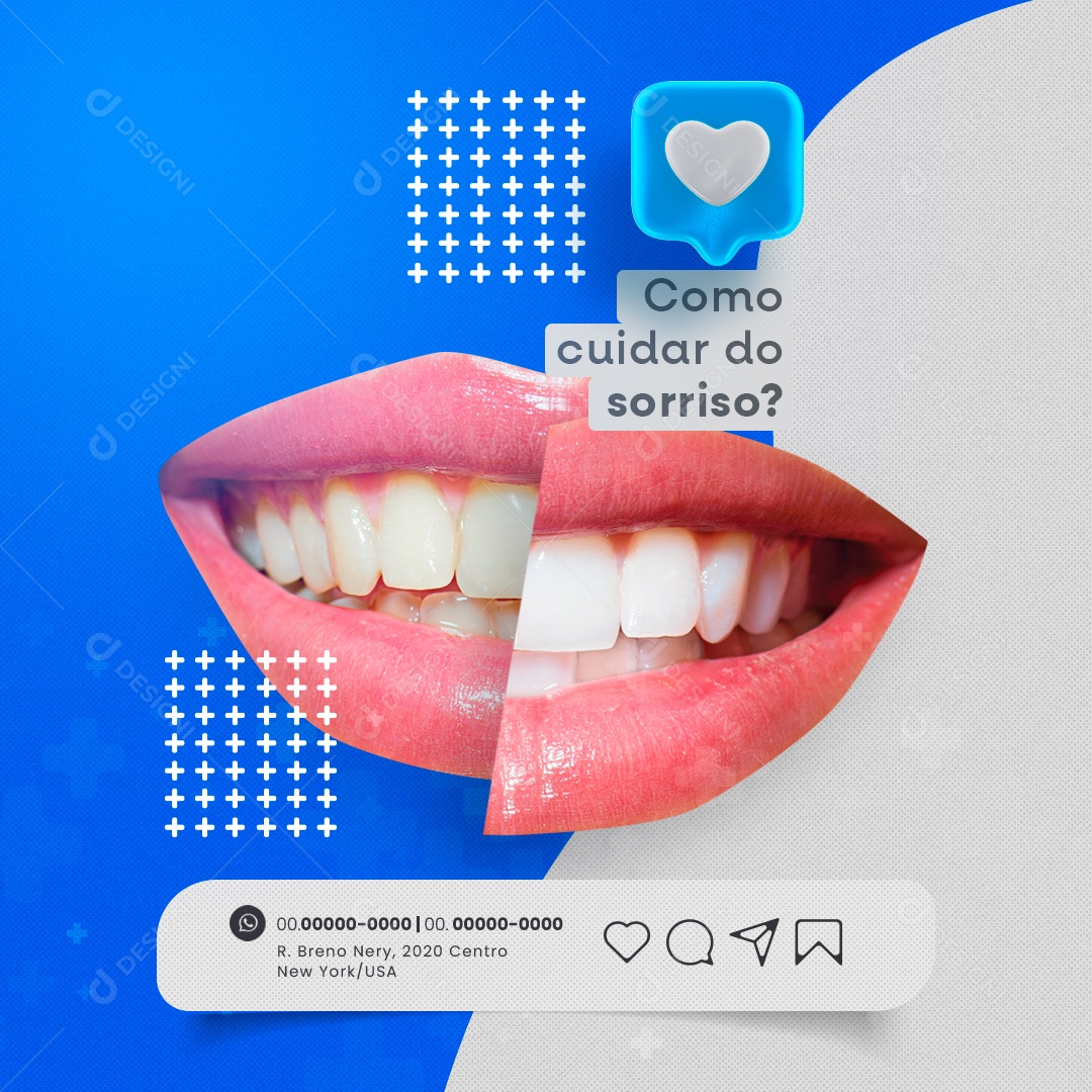 Dentista Como Cuidar do Sorriso Social Media PSD Editável