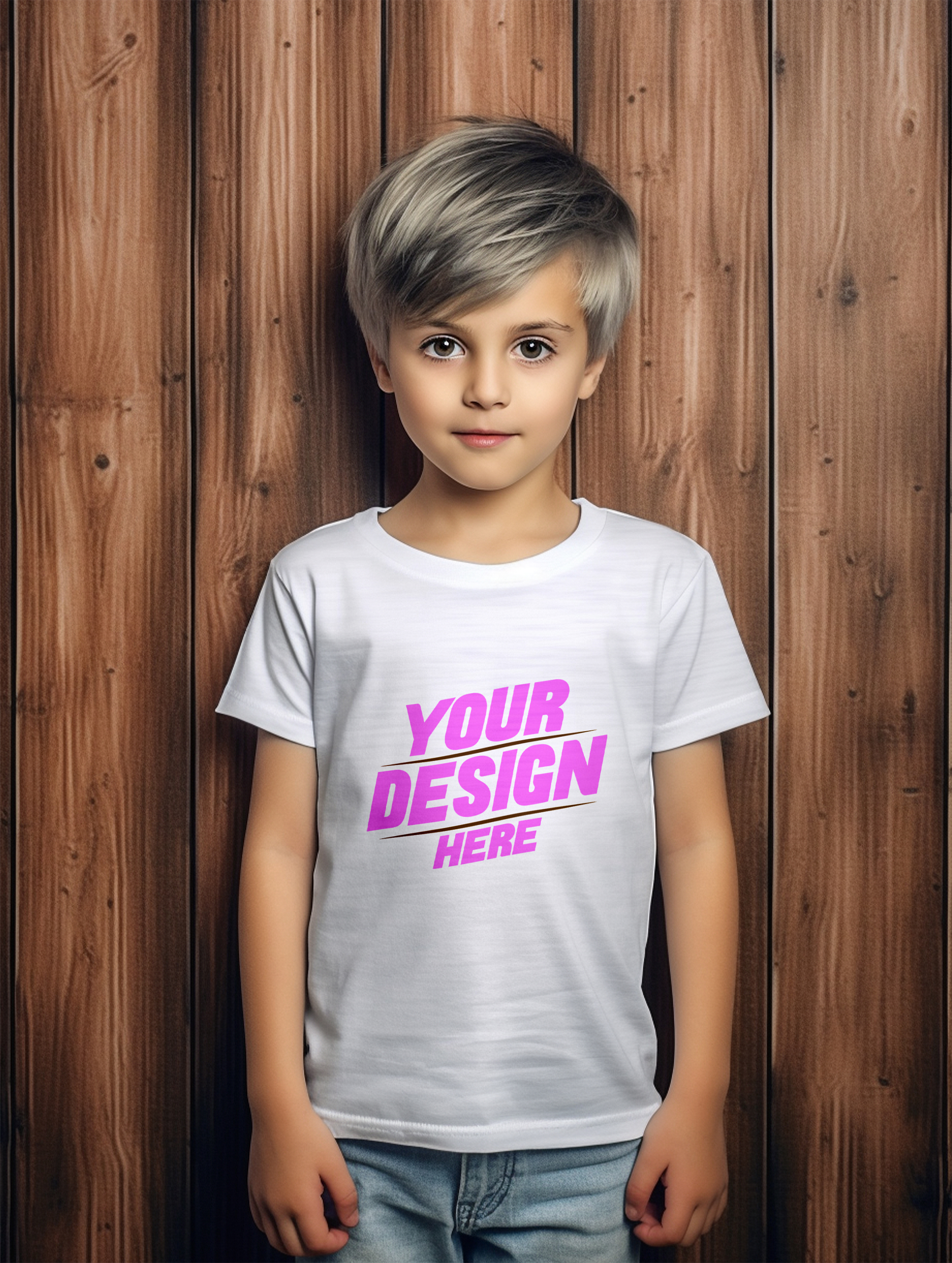 Mockup de Camiseta Branca Infantil PSD Editável
