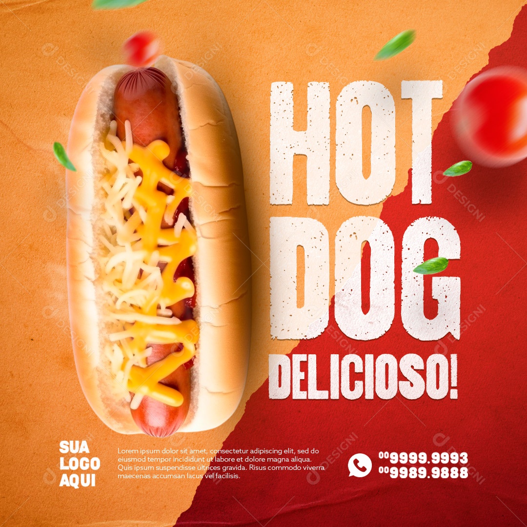 Hot Dog Delicioso Social Media PSD Editável