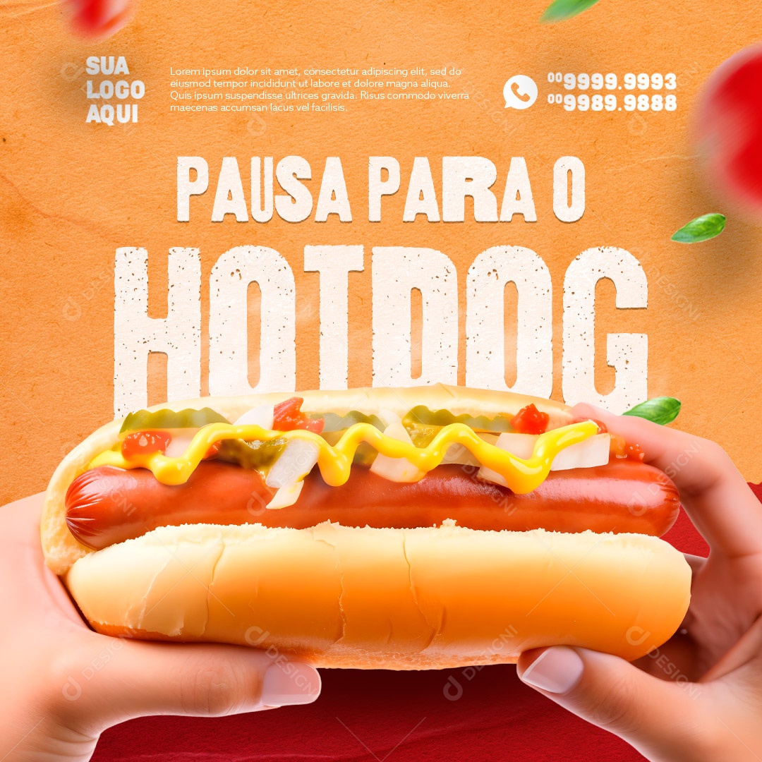 Cachorro Quente Pausa Para o Hot Dog Social Media PSD Editável