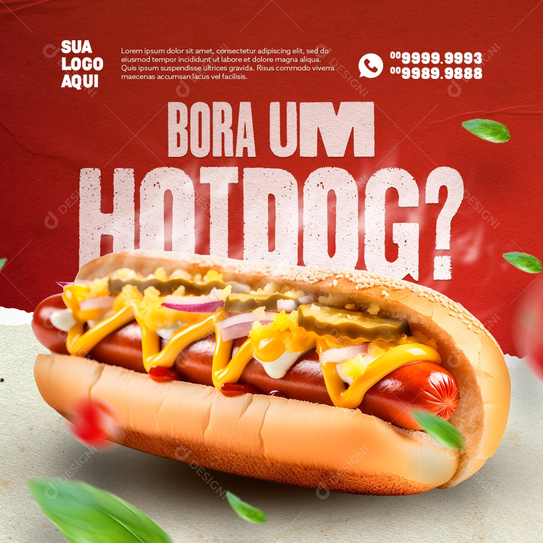 Cachorro Quente Bora um Hot Dog Social Media PSD Editável