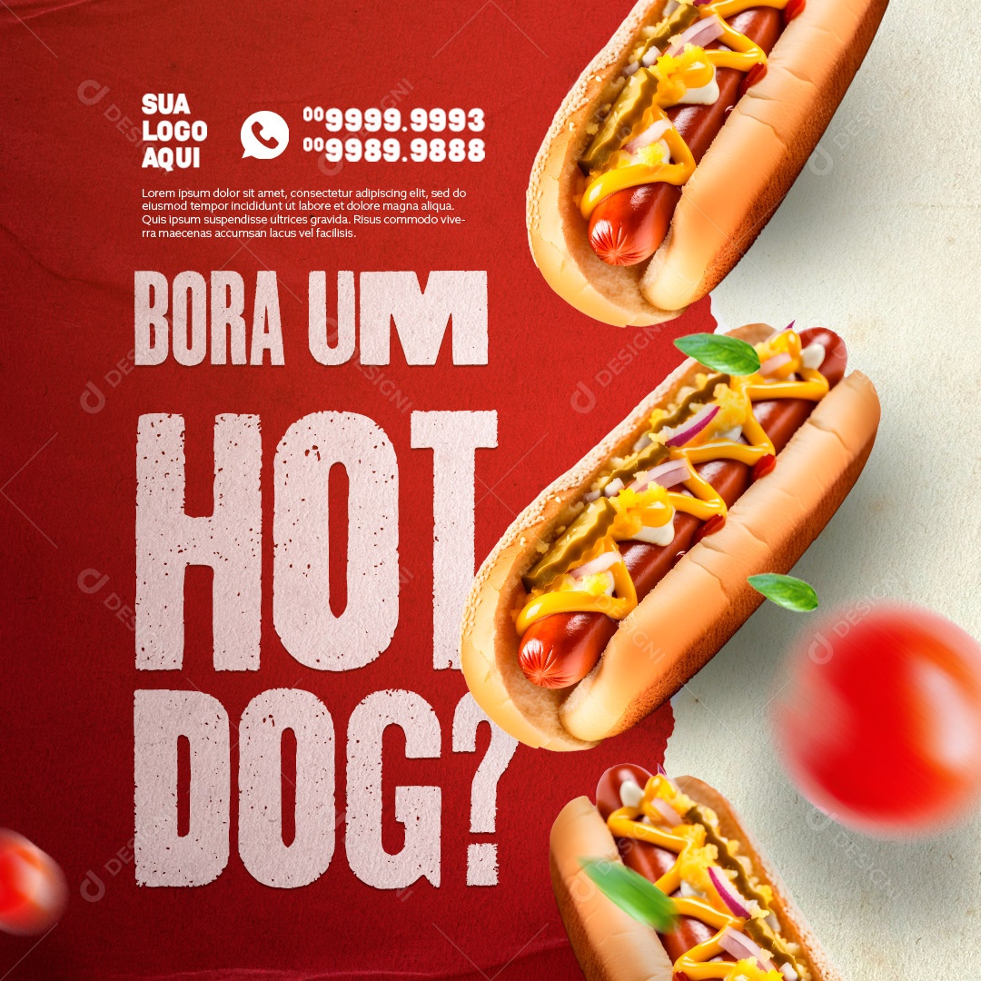 Cachorro Quente Bora Um Hot Dog Social Media PSD Editável
