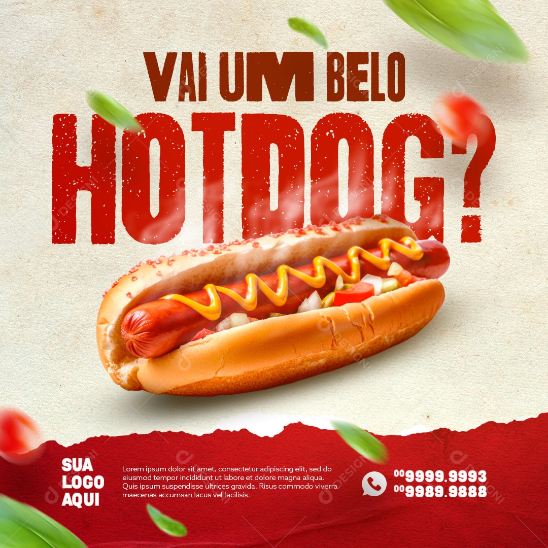 Cachorro Quente Vai Um Belo Hot Dog Social Media PSD Editável