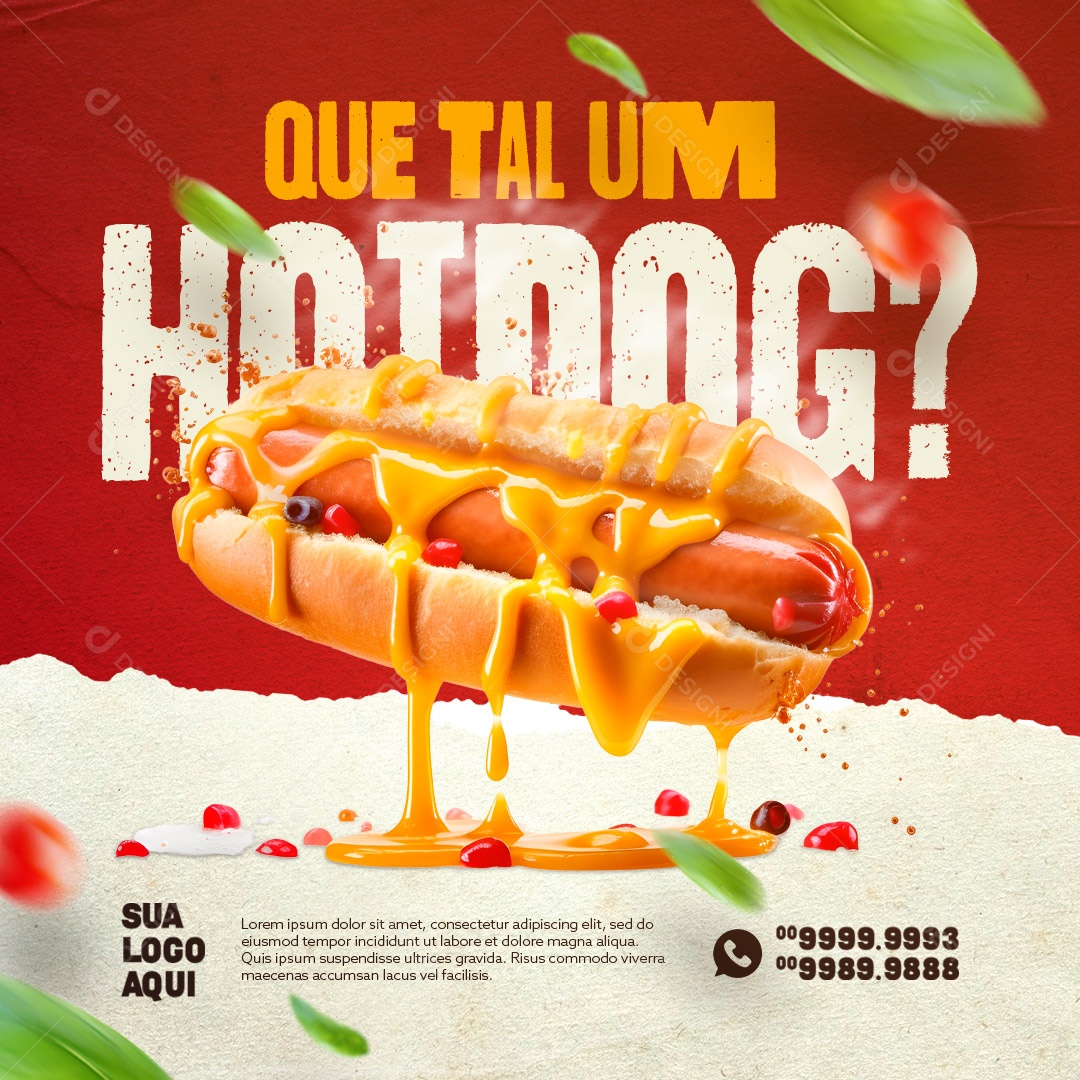Social Media Que Tal Um Hot Dog PSD Editável