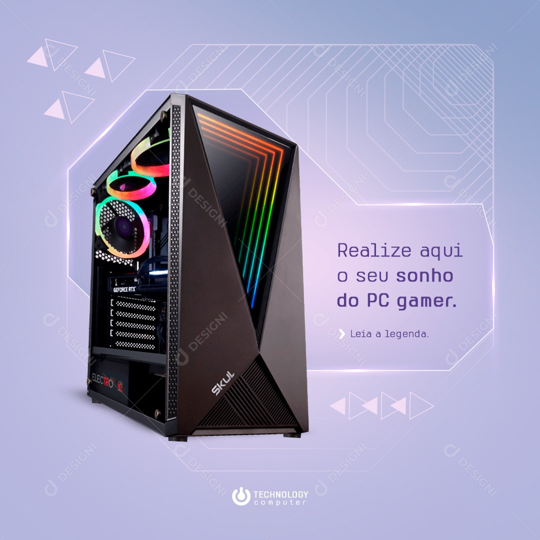 Loja De Informática Realize Aqui o Seu Sonho do Pc Gamer Social Media PSD Editável