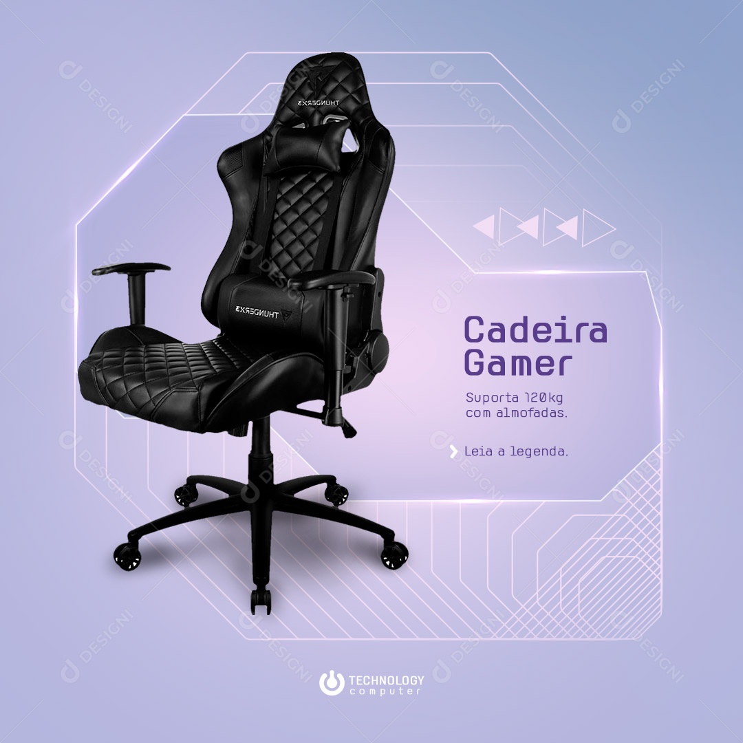 Loja De Informática Cadeira Gamer Social Media PSD Editável