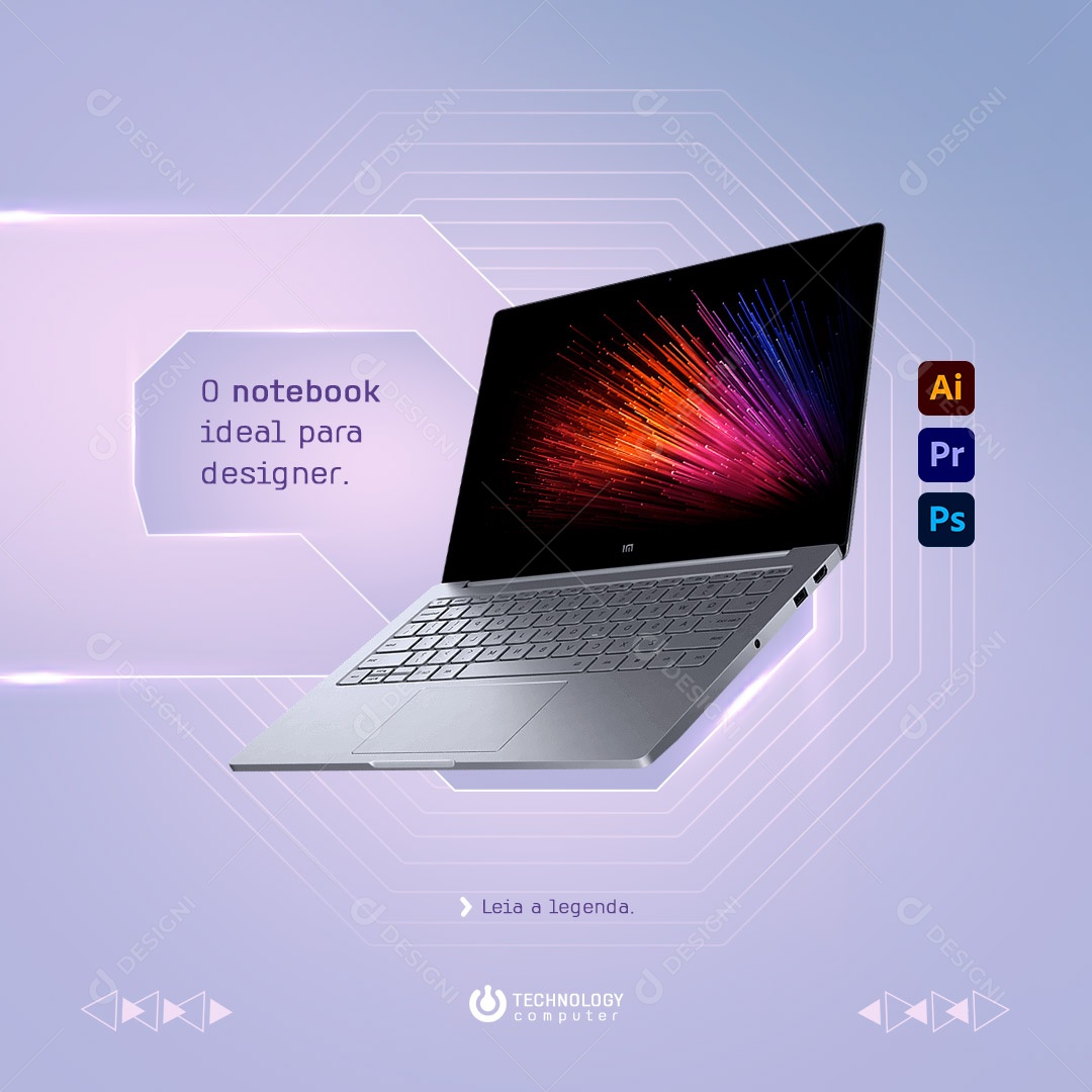 Loja De Informática O Notebook Ideal para Designer Social Media PSD Editável