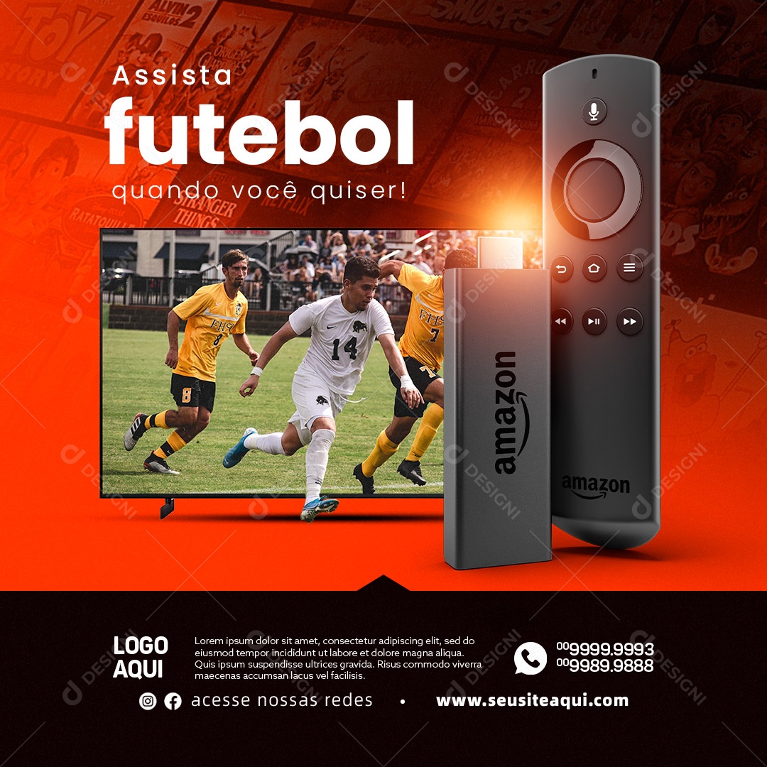 IPTV Assista Futebol Quando Você Quiser Social Media PSD Editável