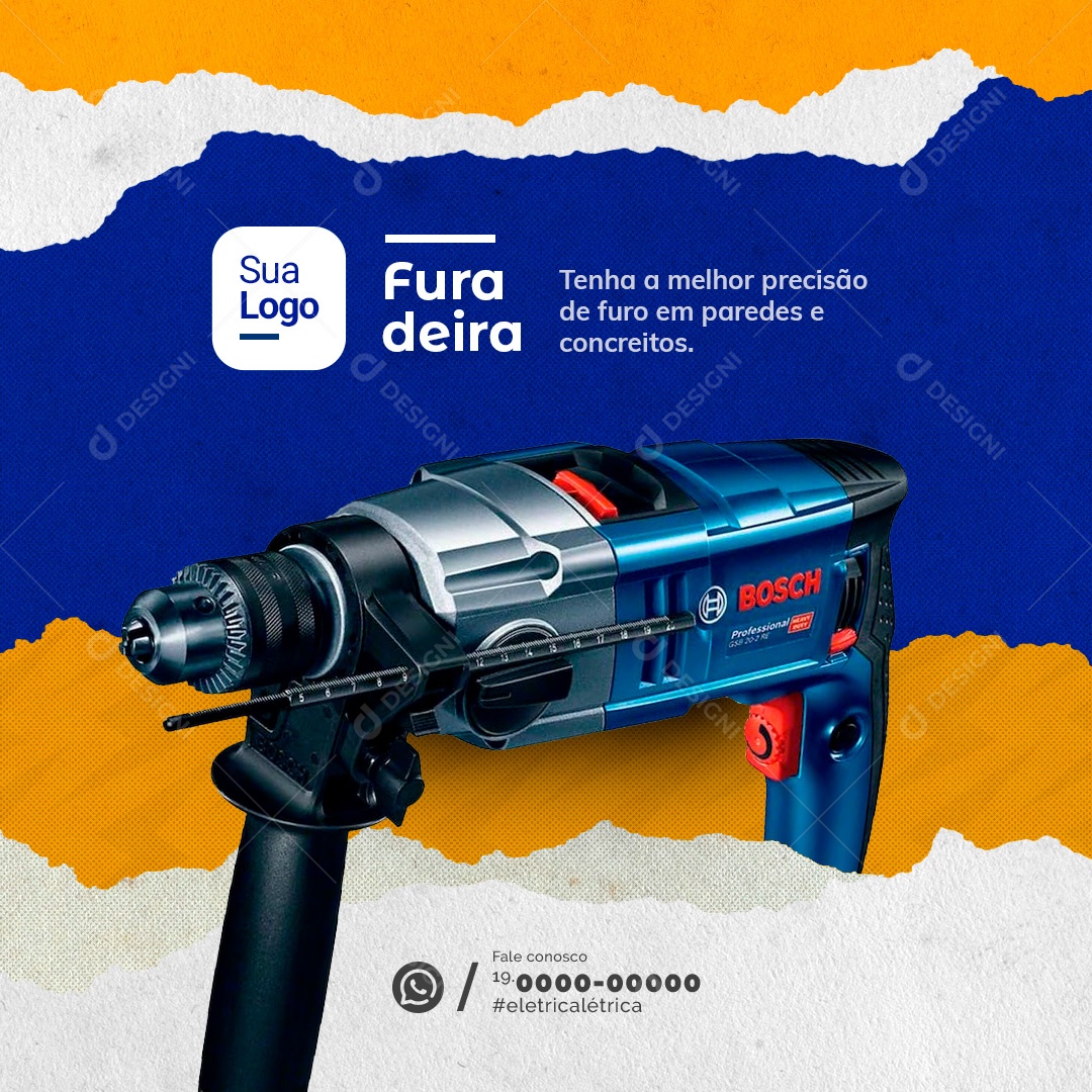 Materiais De Construção Furadeira Social Media PSD Editável