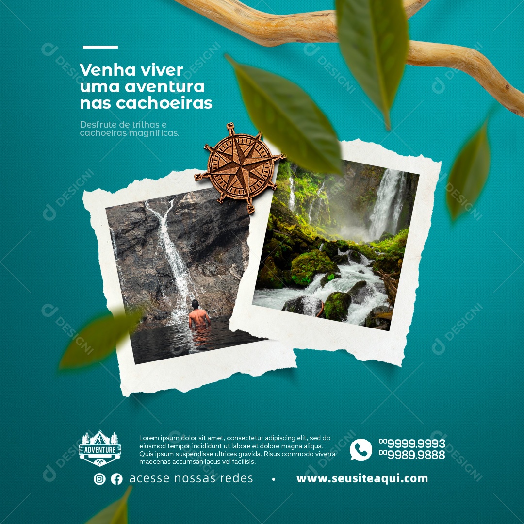 Agência de Viagens Venha Viver Uma Aventura Social Media PSD Editável