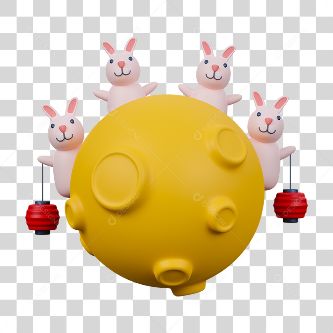 Elemento 3D Moonfest Festival da Lua PNG Transparente