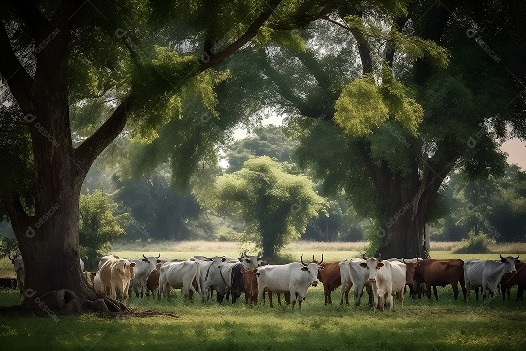 Rebanho de gados no pasto
