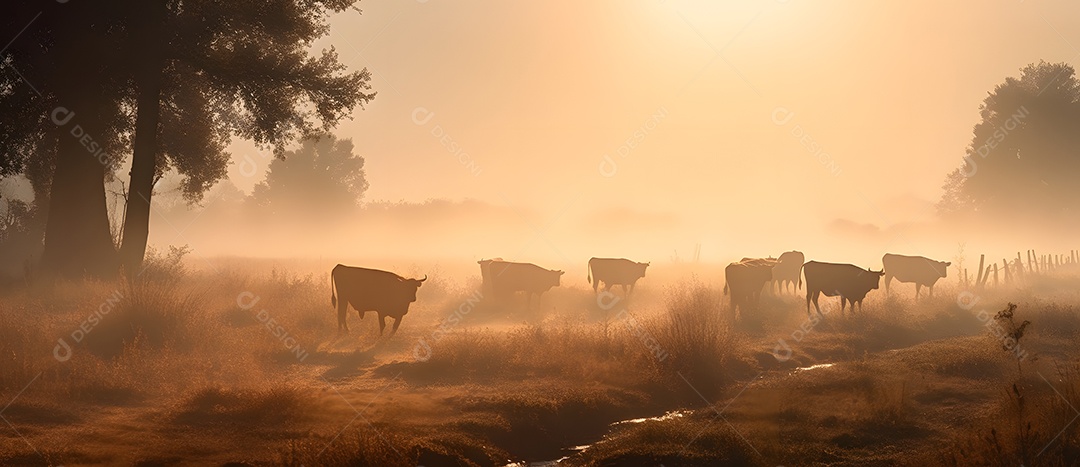 Rebanho de gados no pasto