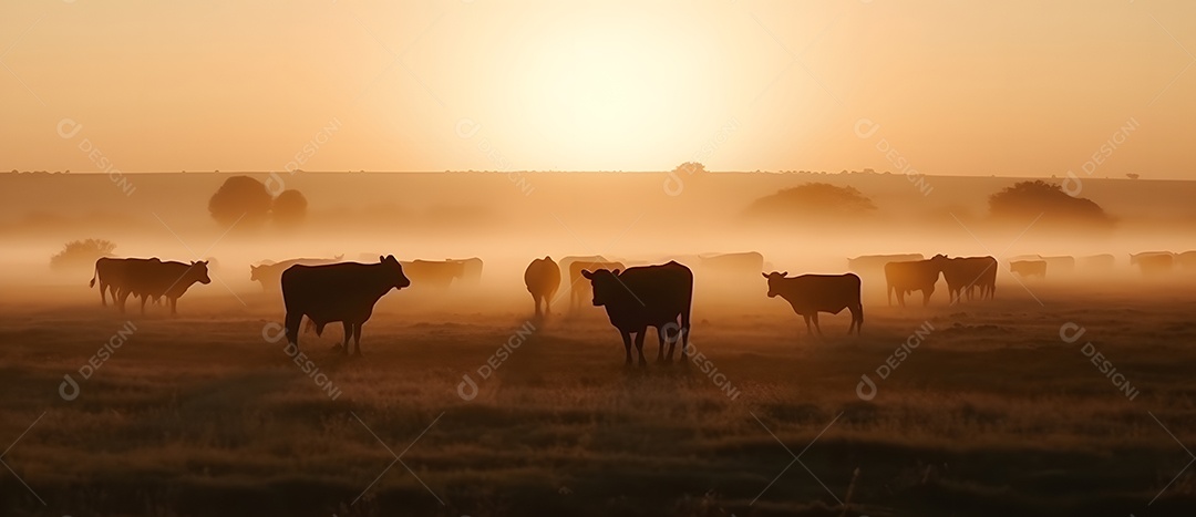 Rebanho de gados no pasto