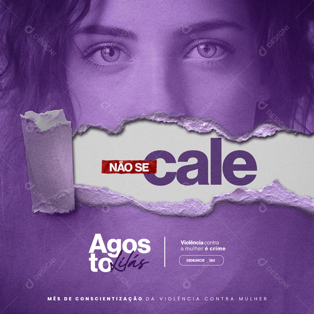 Agosto Lilás Não Se Cale Social Media PSD Editável