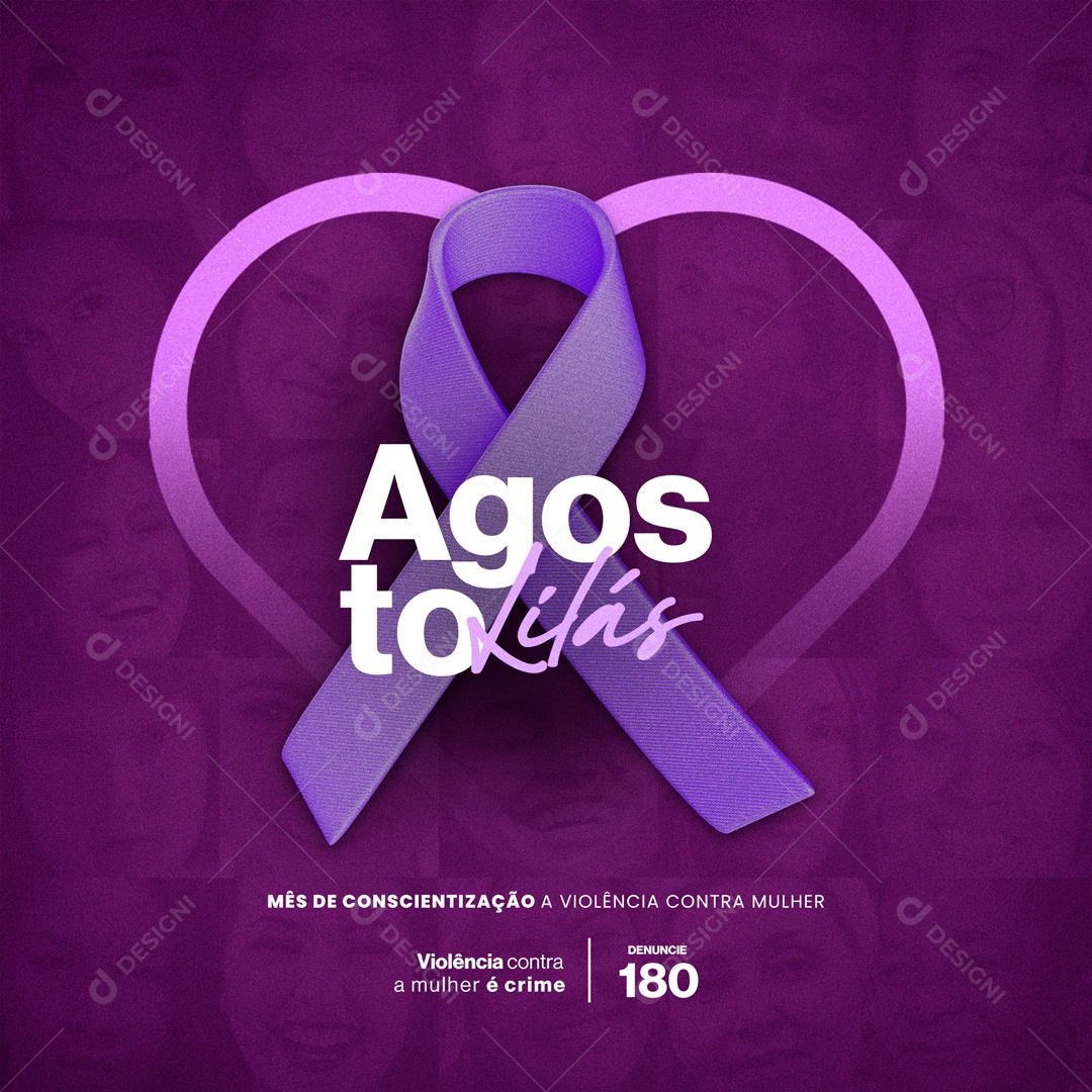 Agosto Lilás Mês de Conscientização a Violência Contra Mulher Social Media PSD Editável