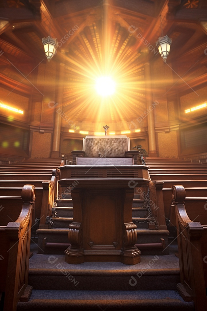 Cenário para evento com iluminação