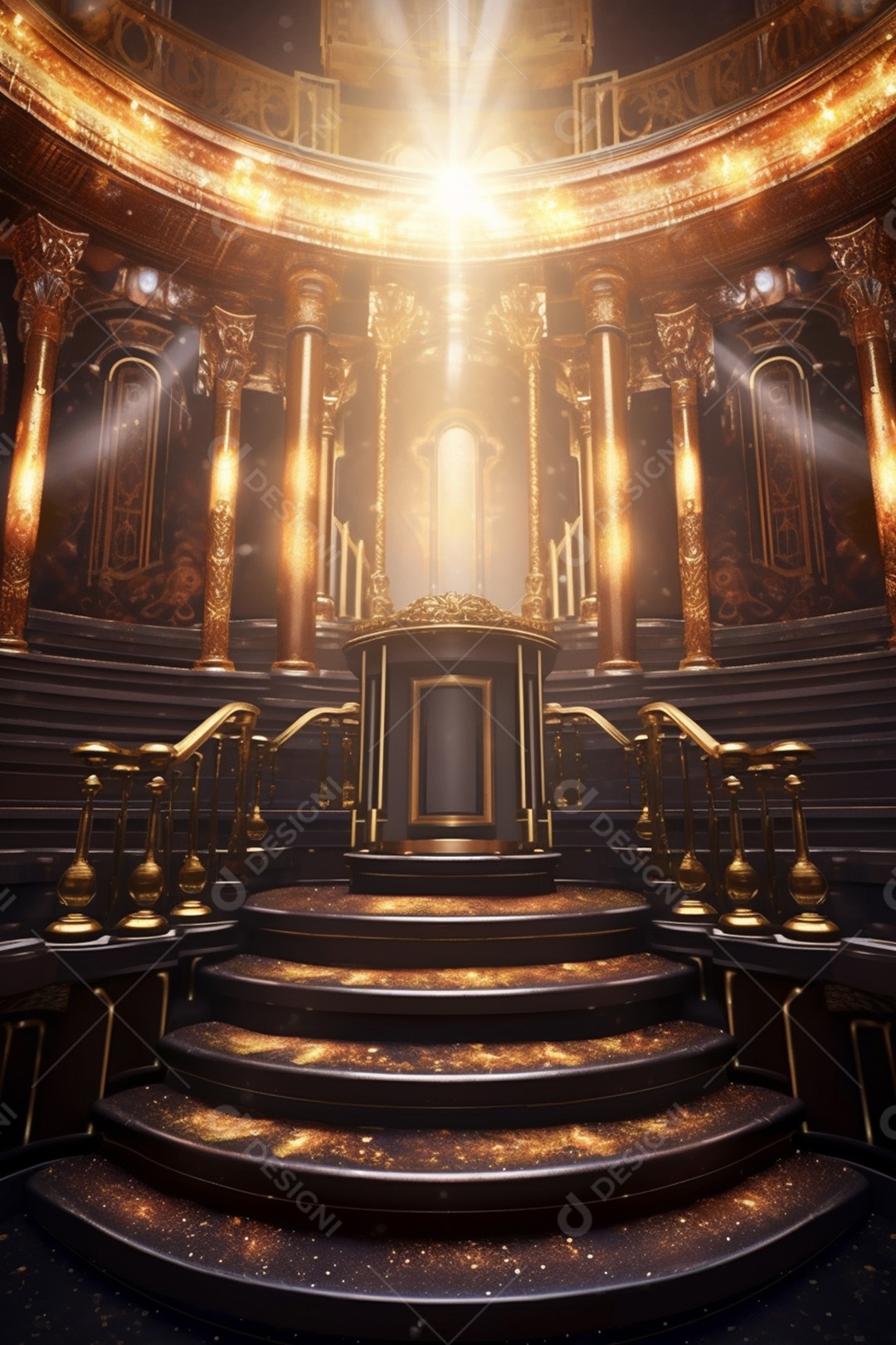 Cenário para evento com altar iluminado