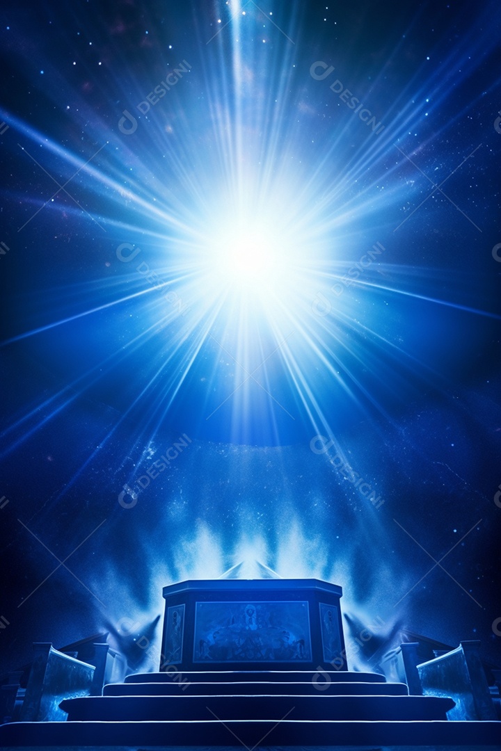 Cenário para evento com altar iluminado