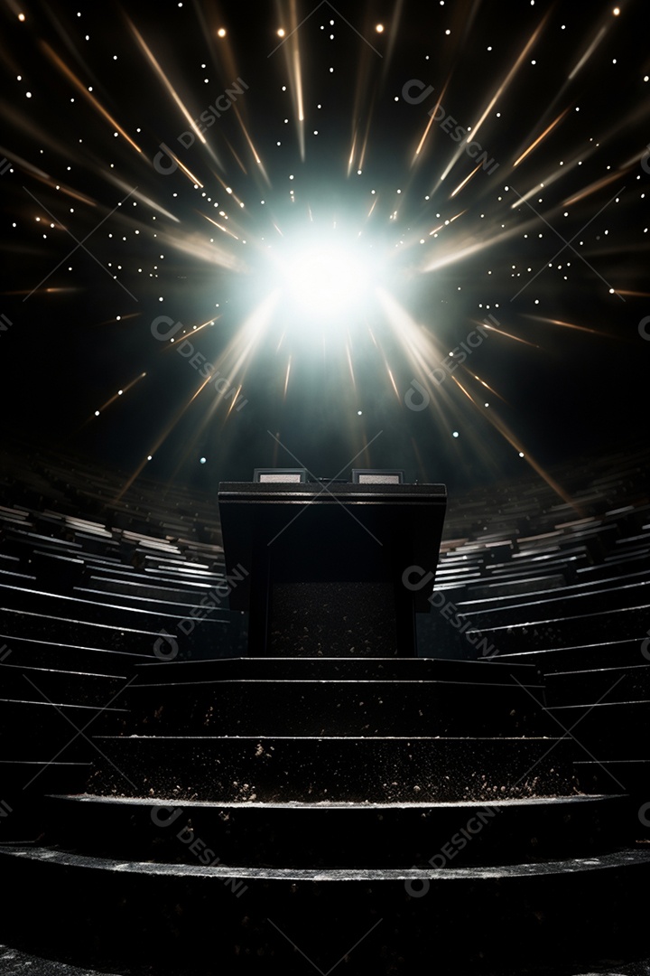 Cenário para evento com altar iluminado