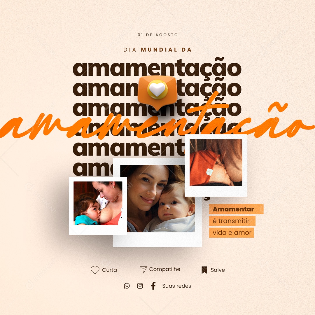 Dia Mundial Da Amamentação 1 de Agosto Social Media PSD Editável