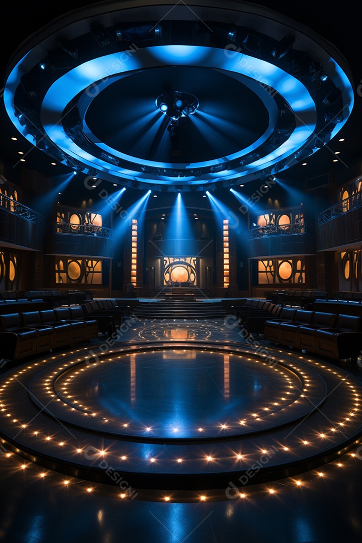 Cenário para evento com iluminação