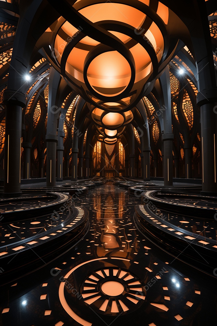 Cenário para evento com iluminação