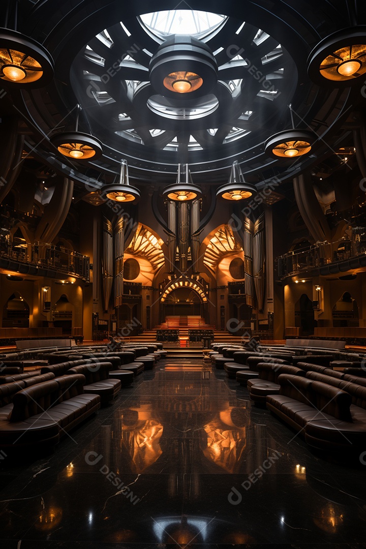 Cenário para evento com iluminação