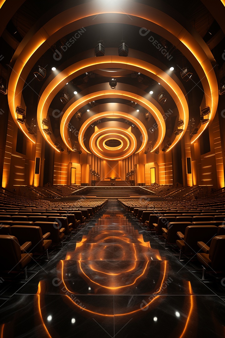 Cenário para evento com iluminação