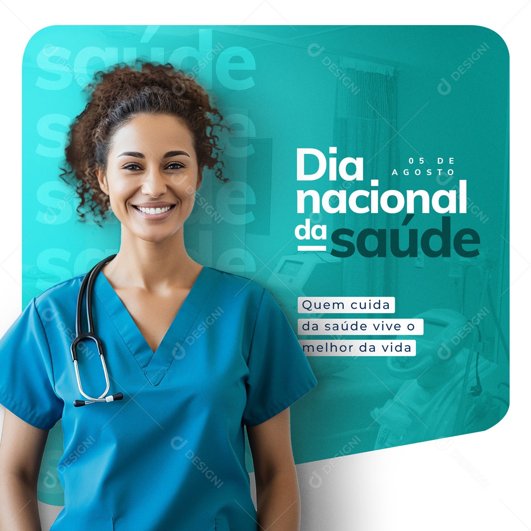 Dia Nacional da Saúde 5 De Agosto Quem Cuida da Saúde Vive o Melhor da Vida Social Media PSD Editável