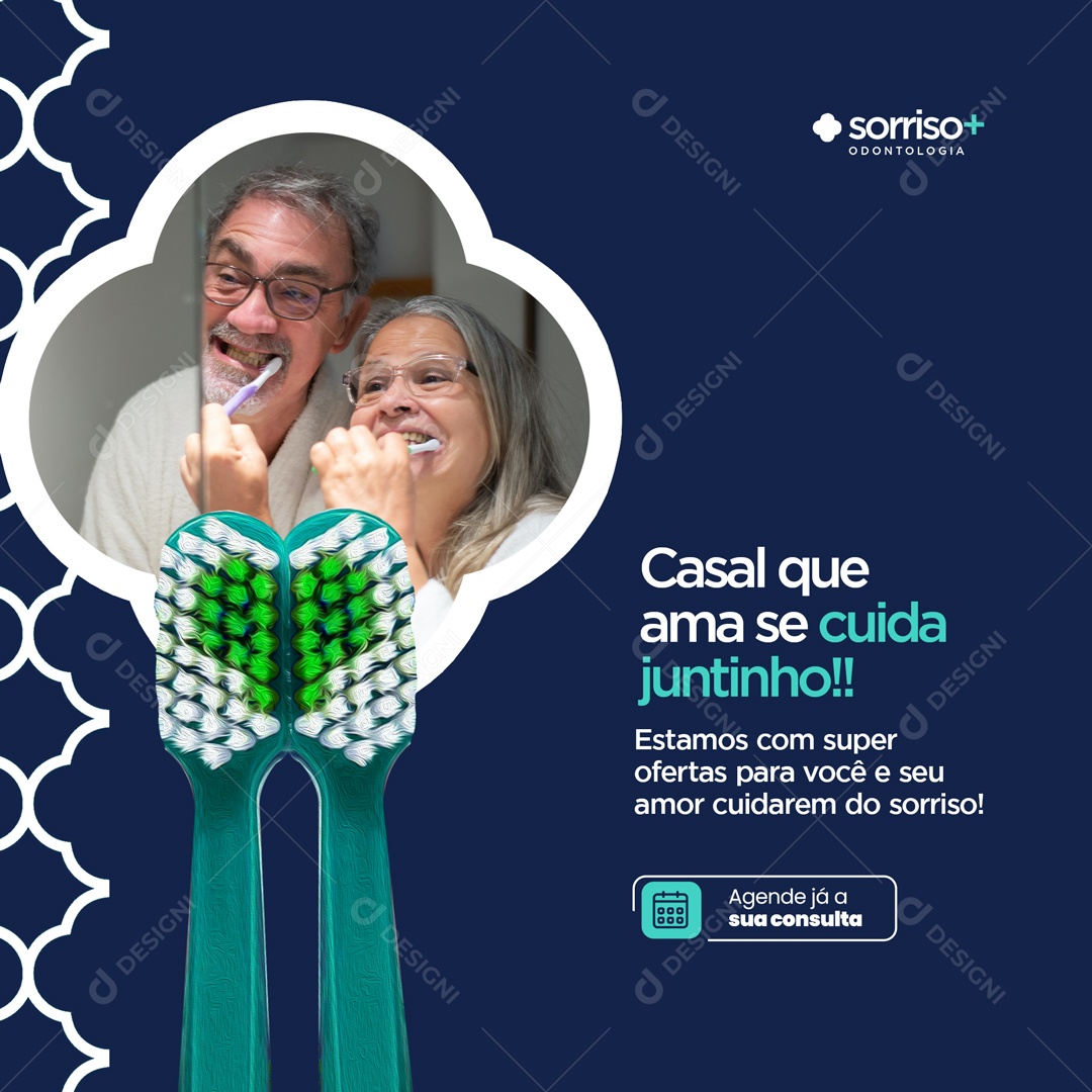 Dentista Casal Que Ama se Cuida Juntinho Social Media PSD Editável