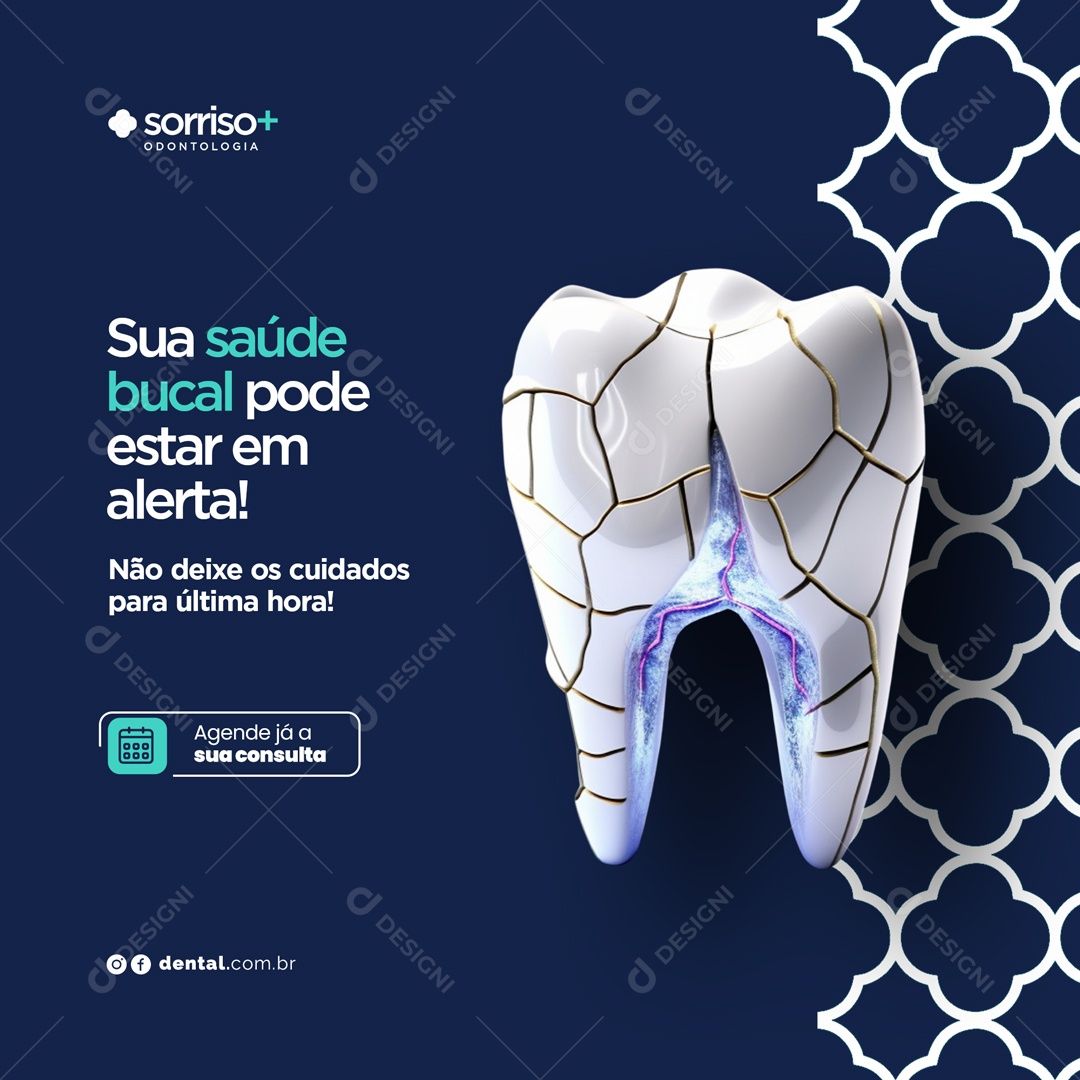 Dentista Sua Saúde Bucal Pode Estar em Alerta Social Media PSD Editável