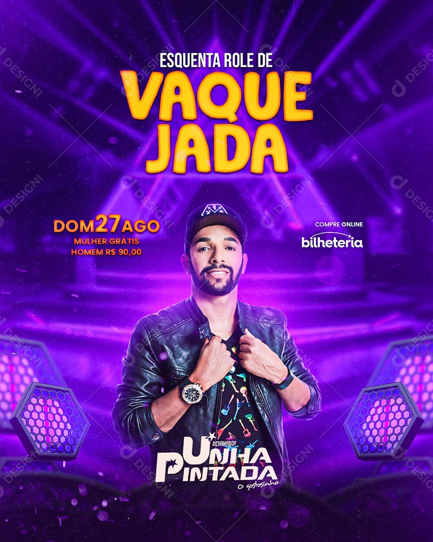 Esquenta Rolê de Vaquejada Flyer Unha Pintada Social Media PSD Editável