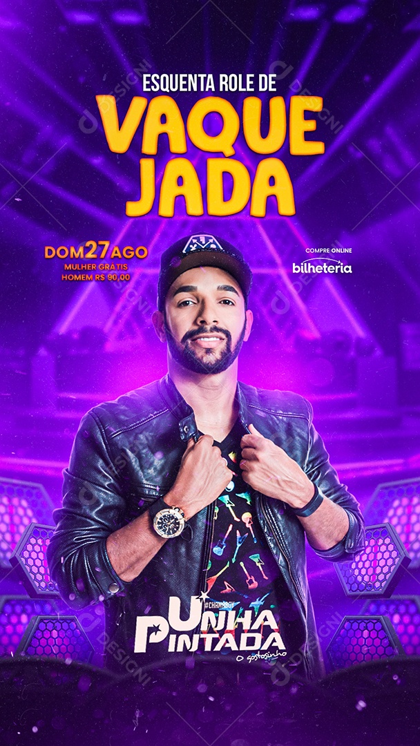 Story Esquenta Rolê de Vaquejada Flyer Unha Pintada Social Media PSD Editável
