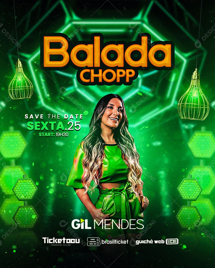 Balada Chopp Flyer Gil Mendes Social Media PSD Editável