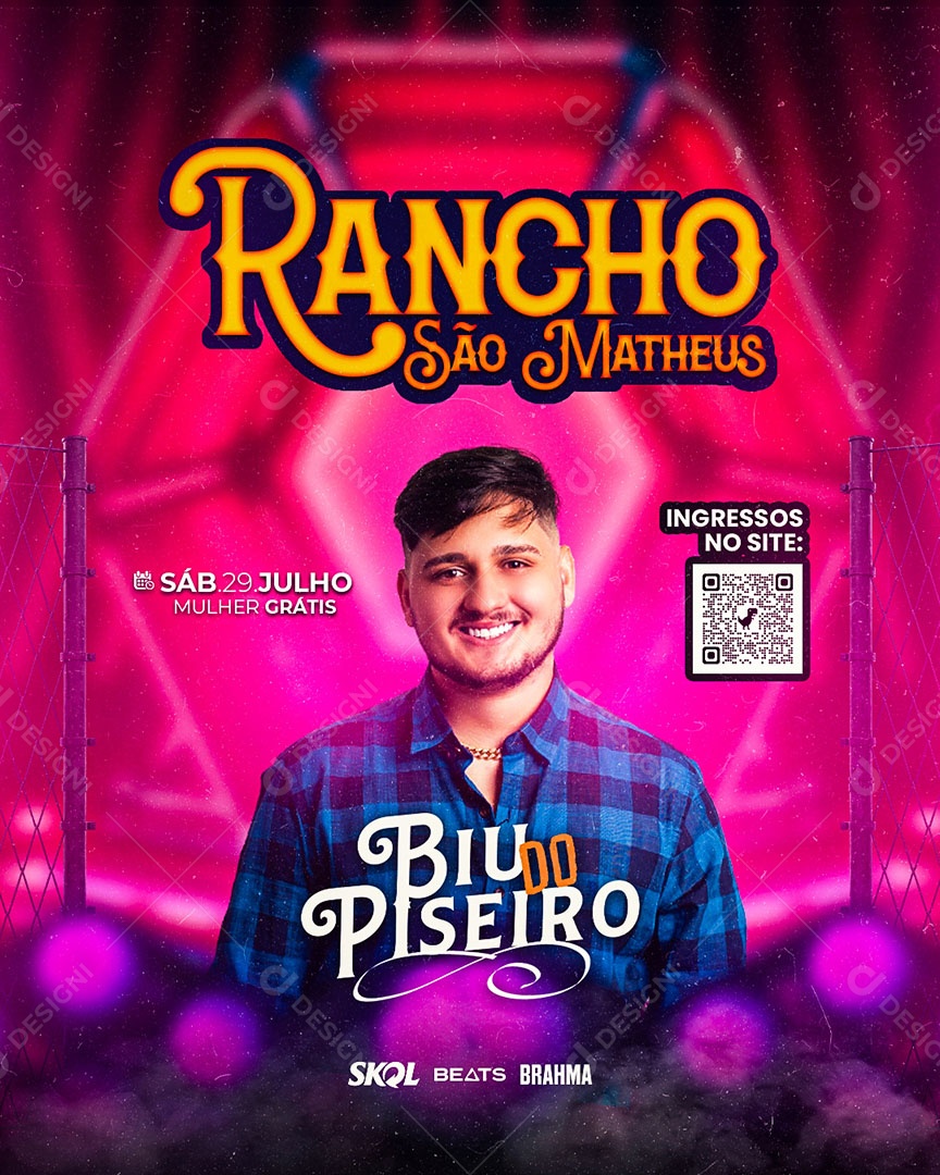 Rancho São Matheus Flyer Biu do Piseiro Social Media PSD Editável