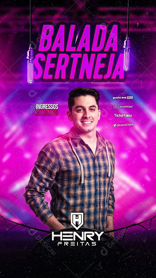 Story Balada Sertaneja Flyer Henry Freitas Social Media PSD Editável