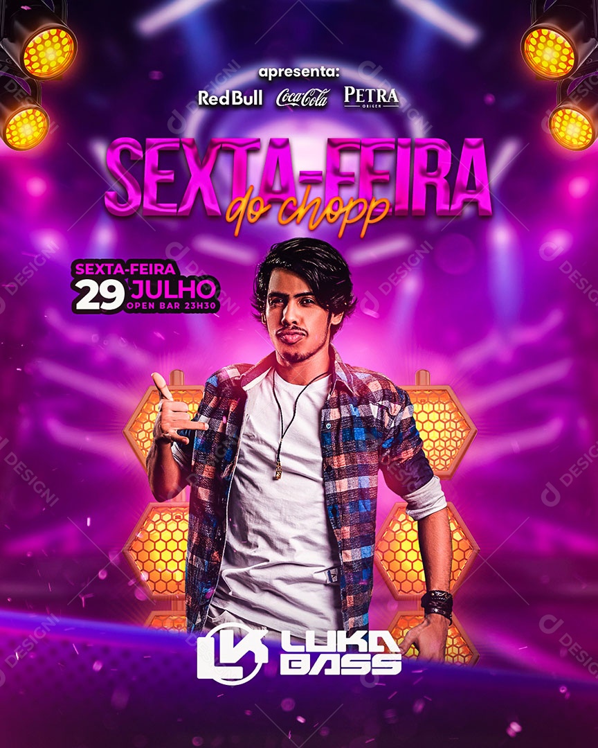 Sexta-Feira do Chopp Flyer Luka Bassa Social Media PSD Editável