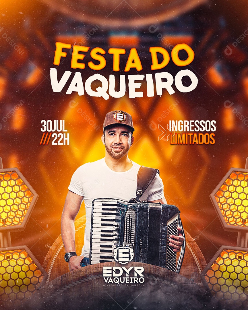 Festa do Vaqueiro Flyer Edyr Vaqueiro Social Media PSD Editável