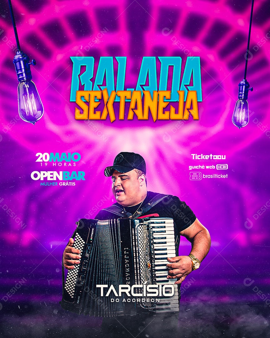 Balada Sextaneja Flyer Tarcísio do Acordeon Social Media PSD Editável
