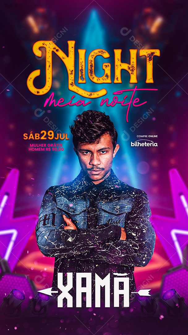 Story Night Flyer Xamã Social Media PSD Editável