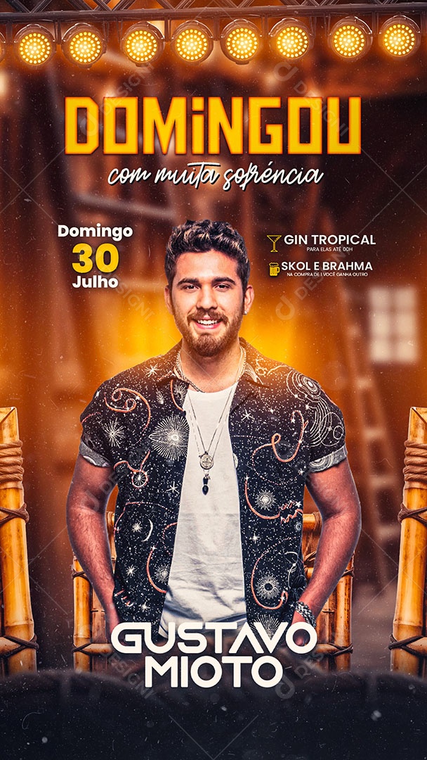 Story Domingou Com Muita Sofrência Flyer Gustavo Mioto Social Media PSD Editável