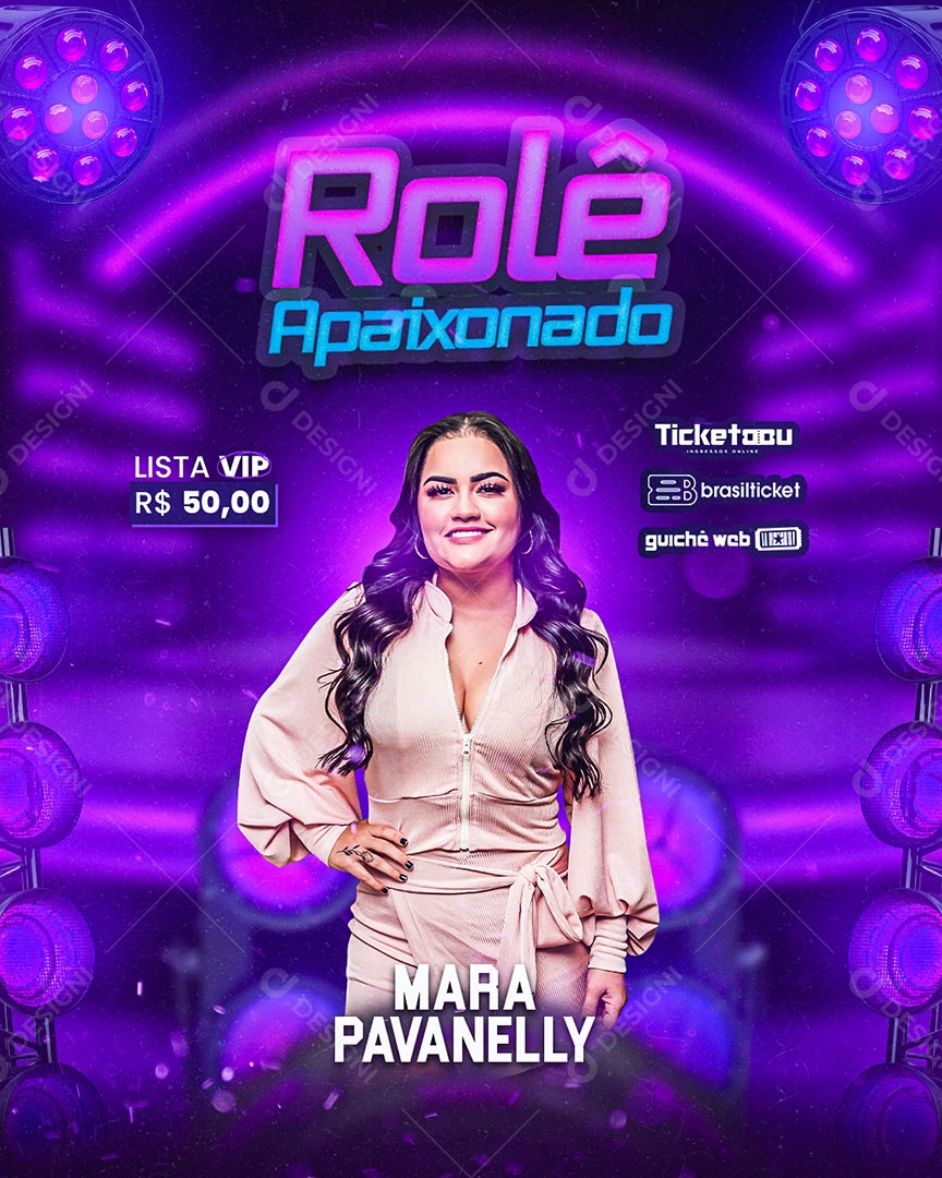 Rolê Apaixonado Flyer Mara Pavanelly Social Media PSD Editável