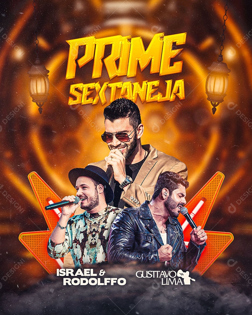 Prime Sextaneja Flyer Israel e Rodolffo Gusttavo Lima Social Media PSD Editável