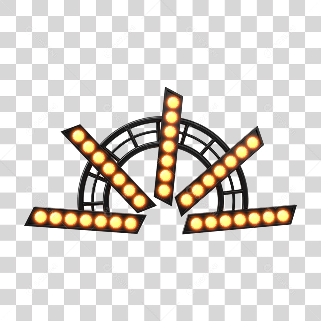 Elemento 3D Refletores Para Composição PNG Transparente